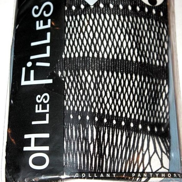 DIM OH Les Filles  GIRL Pantyhose COLLANTS Tights 3/4 Black FLEUR BAGUETTE - Picture 2 of 2